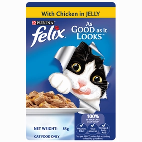 Purina Felix Chicken in Jelly Adult Pouch Cat Food 85g x12 dog travel bag car seat cover pet carrier for car training leash dog training whistle