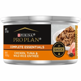 Purina Pro Plan Complete Essentials Adult Chicken, Tuna & Wild Rice in Sauce Entree Canned Cat Food cat calming diffuser cat stress relief anxiety cat treats cat relaxing spray pet mood aid
