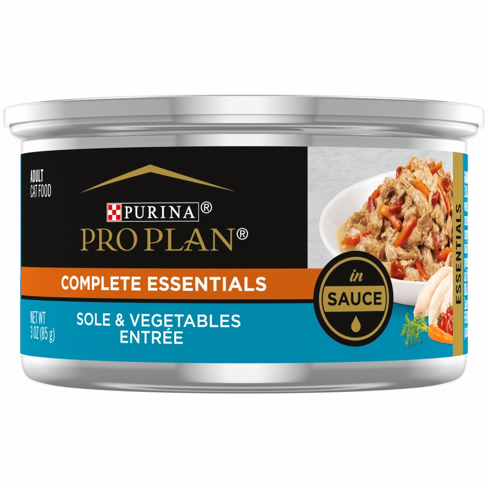 Purina Pro Plan Complete Essentials Adult Sole & Vegetables in Sauce Entree Canned Cat Food cat calming diffuser cat stress relief anxiety cat treats cat relaxing spray pet mood aid