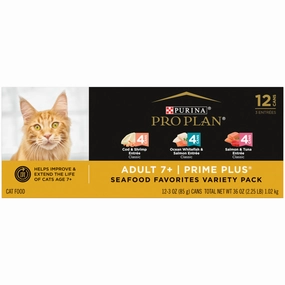 Purina Pro Plan Grain-Free Senior Pate Prime Plus Seafood Favorites Wet Cat Food Variety Pack cat calming diffuser cat stress relief anxiety cat treats cat relaxing spray pet mood aid