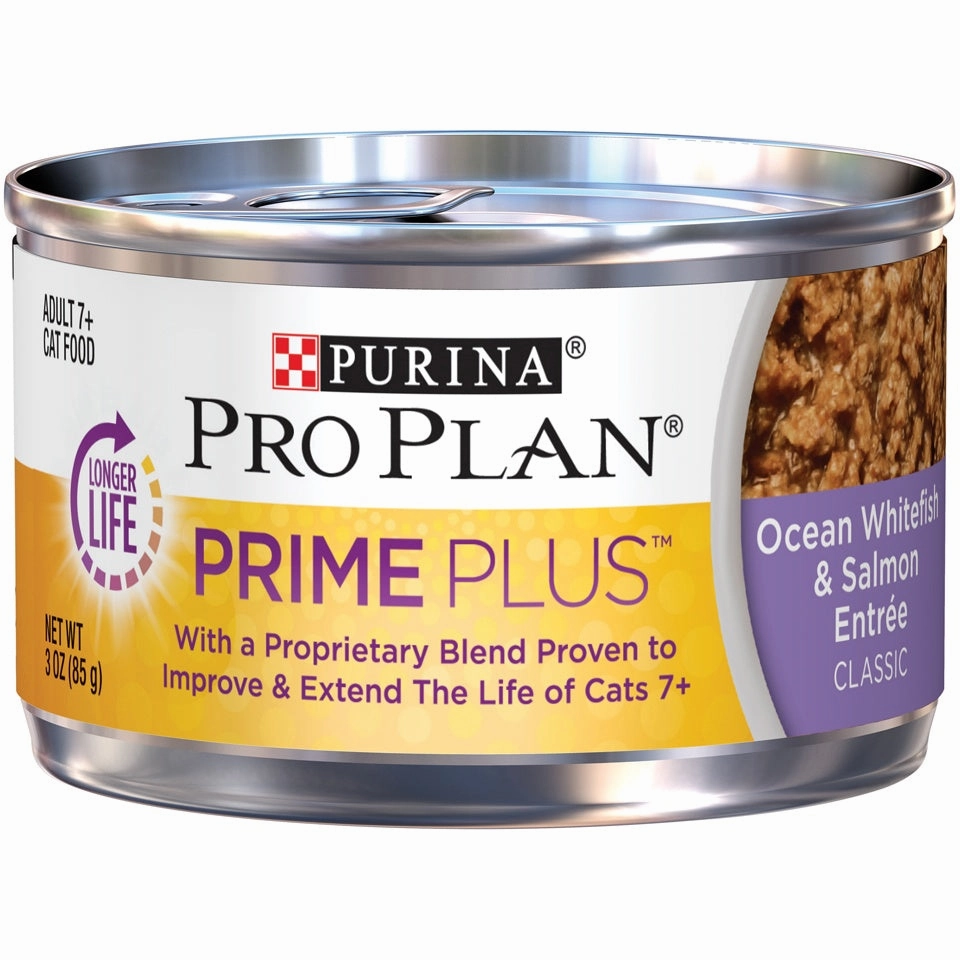 Purina Pro Plan Prime Plus 7  Ocean Whitefish & Salmon Entree Classic Canned Cat Food cat treats toys for cats cat hair remover cat cleaning supplies cat food bowl