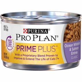 Purina Pro Plan Prime Plus 7  Ocean Whitefish & Salmon Entree Classic Canned Cat Food cat treats toys for cats cat hair remover cat cleaning supplies cat food bowl