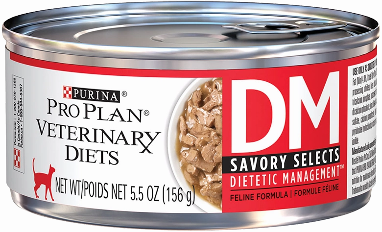 Purina Pro Plan Veterinary Diets DM Dietetic Management Savory Selects Wet Cat Food cat treats toys for cats cat hair remover cat cleaning supplies cat food bowl
