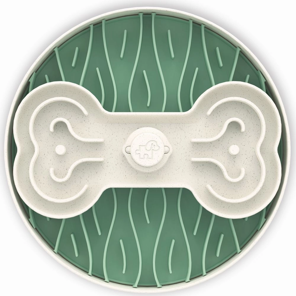 Puzzle Feeder Interactive Dog Bowl (Broken Wave, Green) dog bones rawhide chew sticks dog jerky bacon bone