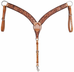 Rafter T Floral Tooled Leather Breast Collar for Horses, Full, Brown cat fur care cat grooming tools cat deshedding brush cat bath kit cat nail trimmer