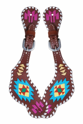 Rafter T Ladies' Painted Aztec Spur Straps cat fur care cat grooming tools cat deshedding brush cat bath kit cat nail trimmer