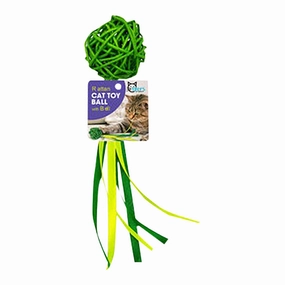 Rattan Cat Ball with Bell, Assorted Colors cat scratchers cat towers cat window perch cat heating pad cat calming spray
