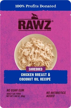RAWZ Shredded Chicken Breast & Coconut Oil Wet Cat Food Pouch cat treats toys for cats cat hair remover cat cleaning supplies cat food bowl