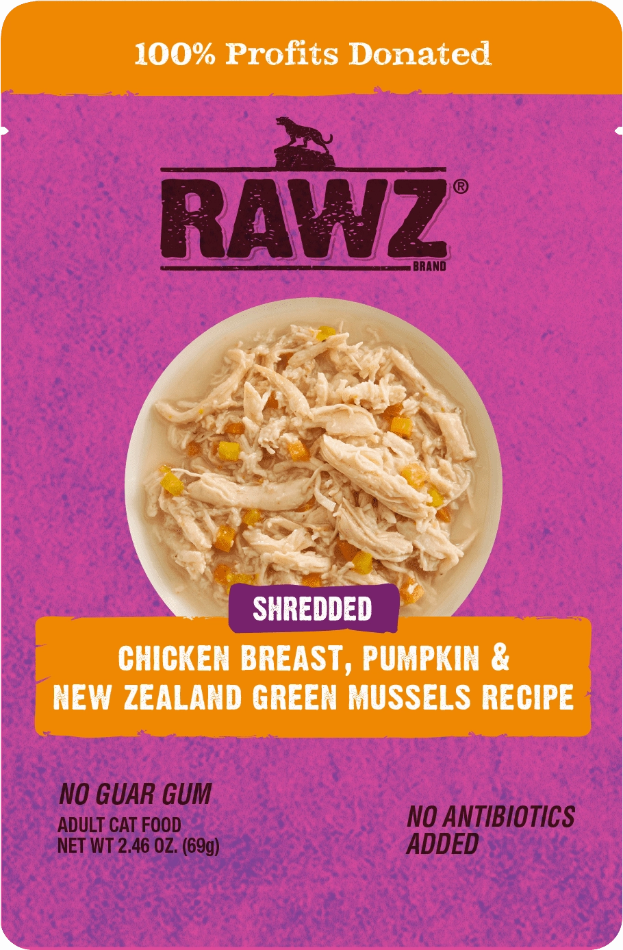 RAWZ Shredded Chicken Breast, Pumpkin & Green Mussels Wet Cat Food Pouch cat treats toys for cats cat hair remover cat cleaning supplies cat food bowl