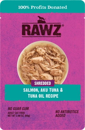 RAWZ Shredded Salmon, Aku Tuna & Tuna Oil Wet Cat Food Pouch cat treats toys for cats cat hair remover cat cleaning supplies cat food bowl