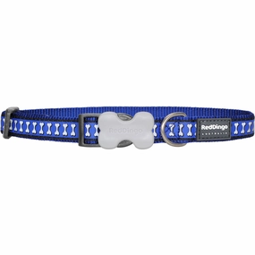 Reflective Bones Dark Blue Dog Collar dog leash harness set dog leash clip rope dog leash retractable leash