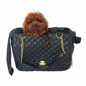 Rodeo Dog Carrier Quilted Classic Black dog bowtie leather collar dog charm dog party wear dog scarf set