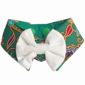 RuffCo Handcrafted Bowtie Button Collar For Cats & Dogs (Green Batik) puppy food dog jerky treats dog dental treats dog chicken strips organic dog food