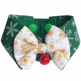 RuffCo Handcrafted Bowtie Button Collar For Cats & Dogs (Green Snowflake) puppy food dog jerky treats dog dental treats dog chicken strips organic dog food