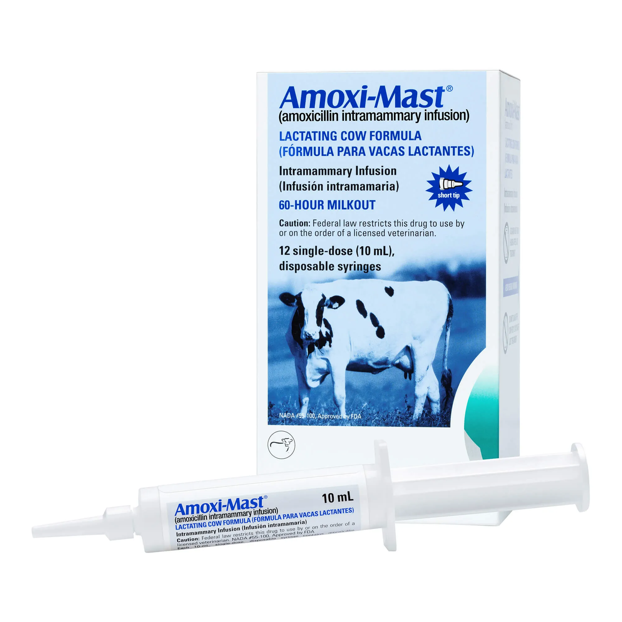 Rx Amoxi-Mast (amoxicillin intramammary infusion) Lactating Cow Formula, 12 single-dose 10mL syringes