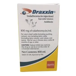 Rx Draxxin (tulathromycin) Injectable Solution for Swine & Cattle, 100 mg/mL
