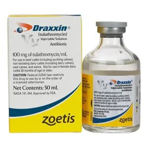 Rx Draxxin (tulathromycin) Injectable Solution for Swine & Cattle, 100 mg/mL