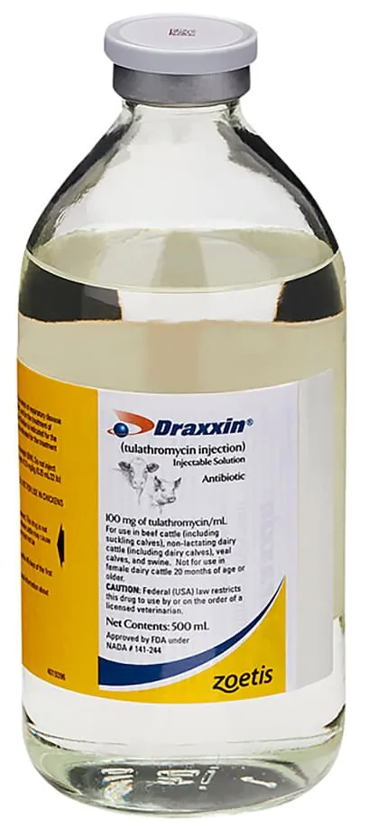 Rx Draxxin (tulathromycin) Injectable Solution for Swine & Cattle, 100 mg/mL