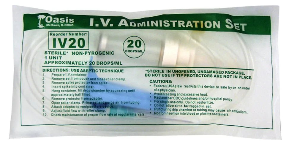 Rx Dripvet IV Set, 20 drop (72 inch) Not Vented-with Needle-1 Port