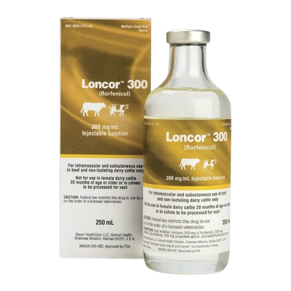 Rx Loncor 300 (florfenicol) Injectable Solution for Cattle, 500 mL