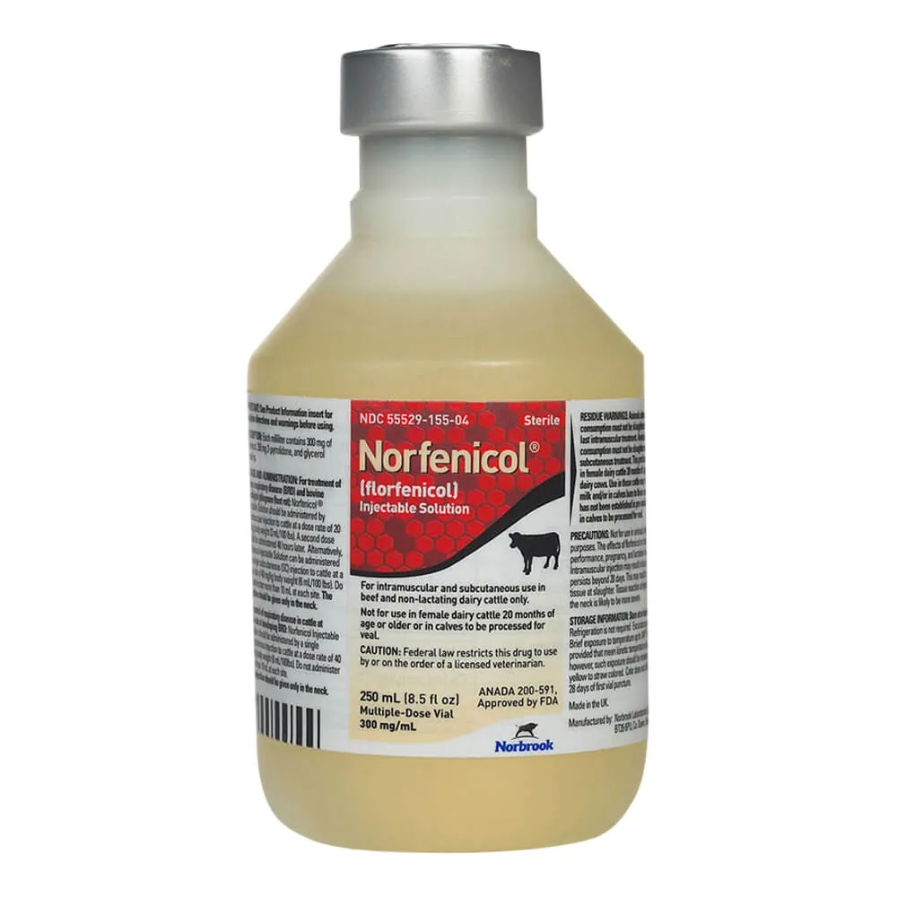 Rx Norfenicol (florfenicol) Injectable Solution for Cattle, 250 ml