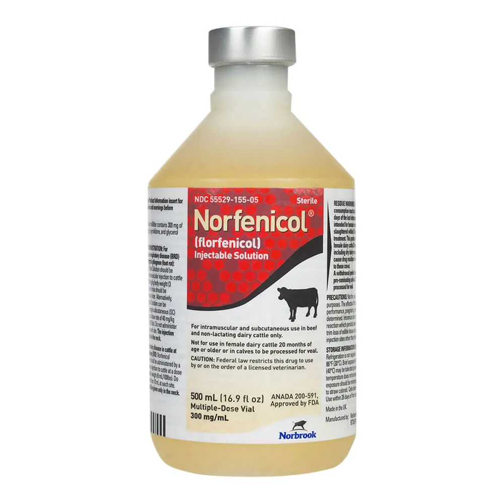 Rx Norfenicol (florfenicol) Injectable Solution for Cattle, 500 ml