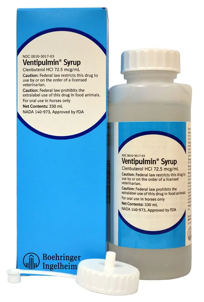 Rx Ventipulmin (clenbuterol HCl) Syrup for Horses, 330 mL