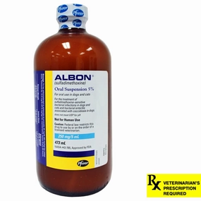 Rx Albon 5% (sulfadimethoxine) Oral Suspension for Dogs & Cats plush dog toys fluffy dog toy dog cuddle toy dog toy set stuffed toy for dogs