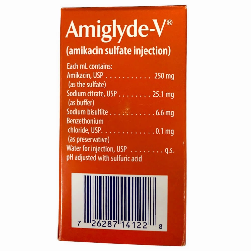 Rx Amiglyde-V (amikacin sulfate) Injection for Horses, 250mg/ml injection x 48ml bottle