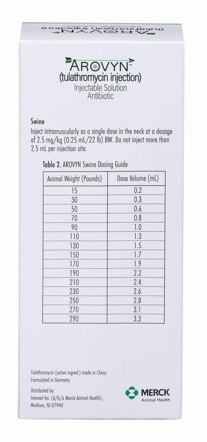 Rx Arovyn (tulathromycin) Injectable Solution for Swine & Cattle