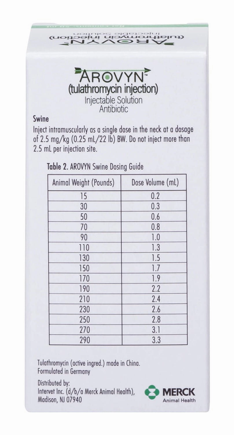 Rx Arovyn (tulathromycin) Injectable Solution for Swine & Cattle
