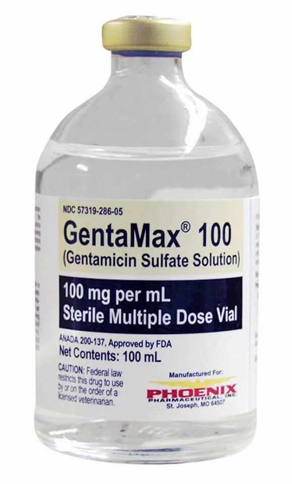 Rx GentaMax (gentamicin sulfate solution) 100 mg/mL Injection for Horses poultry remedies poultry supplement goat vitamins sheep probiotics animal health boost