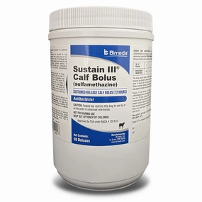 Rx Sustain III Bolus (sulfamethazine) Sustained Release Bolus (72 Hours) for Calves, 50 ct sheep feed sheep mineral sheep hay sheep pellets sheep salt block