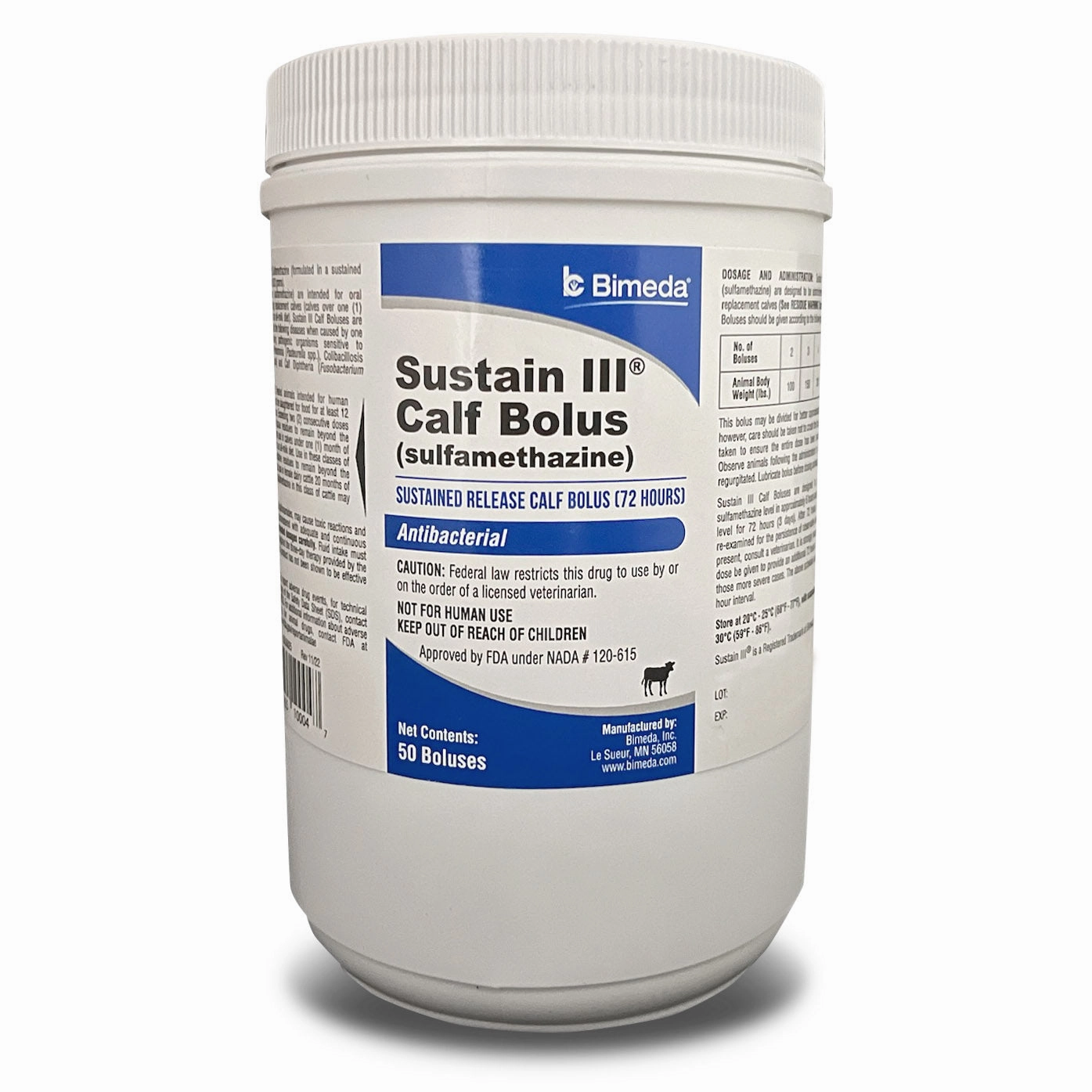 Rx Sustain III Bolus (sulfamethazine) Sustained Release Bolus (72 Hours) for Calves, 50 ct sheep feed sheep mineral sheep hay sheep pellets sheep salt block