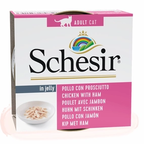 Schesir Chicken Fillet with Ham in Jelly Adult Canned Cat Food 85g premium cat food dental cat treats cat chicken treats tuna cat food cat fish treats