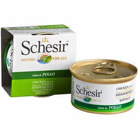 Schesir Chicken Fillets in Jelly Adult Canned Cat Food 85g premium cat food dental cat treats cat chicken treats tuna cat food cat fish treats