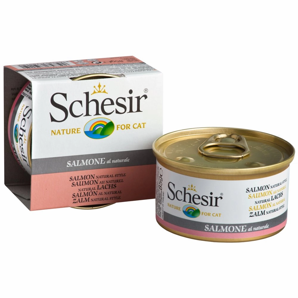 Schesir Salmon in Water Adult Canned Cat Food 85g natural cat food soft cat treats freeze dried cat food organic cat treats indoor cat food