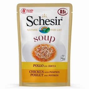 Schesir Soup With Chicken & Pumpkin Grain-Free Pouch Cat Food 85g x 12 dog travel bag car seat cover pet carrier for car training leash dog training whistle