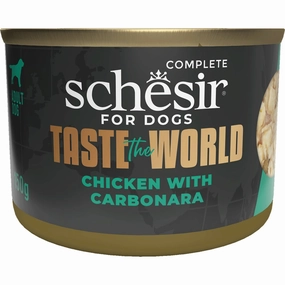 Schesir Taste The World Chicken With Carbonara Adult Canned Dog Food 150g canned dog food wet dog food grain free dog food dog food with gravy beef dog food