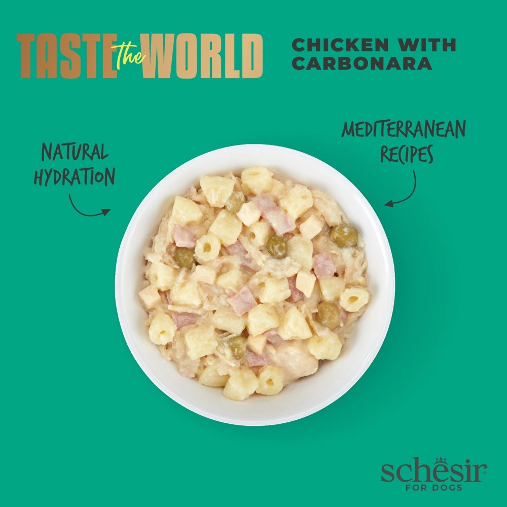 Schesir Taste The World Chicken With Carbonara Adult Canned Dog Food 150g