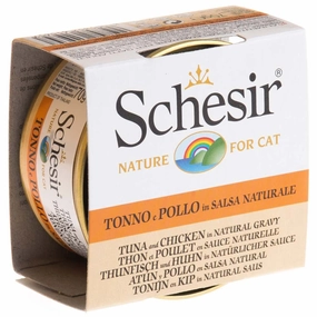 Schesir Tuna & Chicken In Natural Gravy Grain-Free Adult Canned Cat Food 70g natural cat food soft cat treats freeze dried cat food organic cat treats indoor cat food