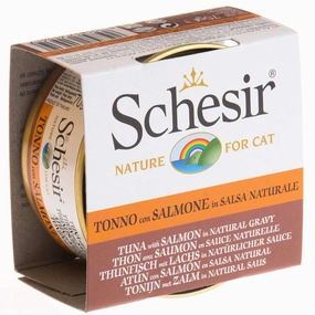 Schesir Tuna With Salmon In Natural Gravy Grain-Free Adult Canned Cat Food 70g natural cat food soft cat treats freeze dried cat food organic cat treats indoor cat food
