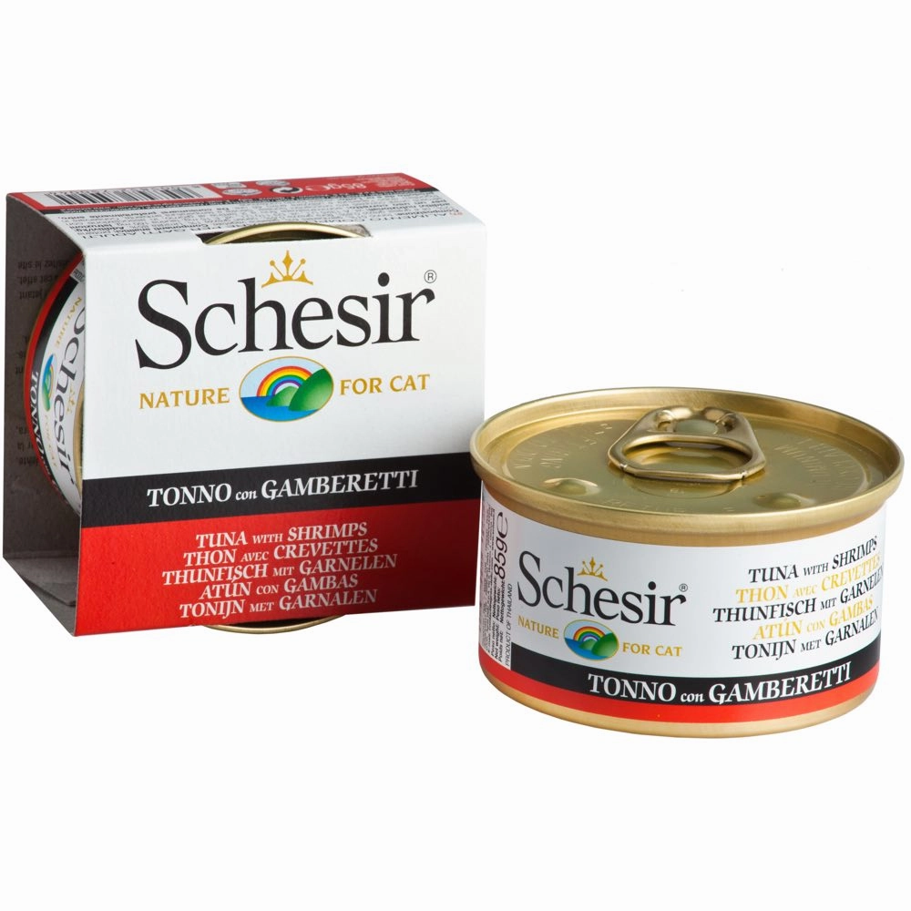 Schesir Tuna with Shrimp in Jelly Adult Canned Cat Food 85g natural cat food soft cat treats freeze dried cat food organic cat treats indoor cat food