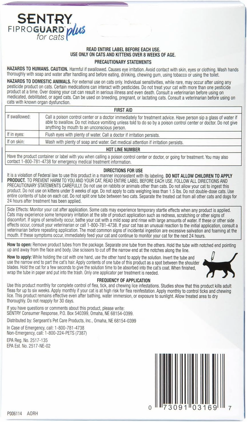 Sentry Fiproguard Plus for Cats