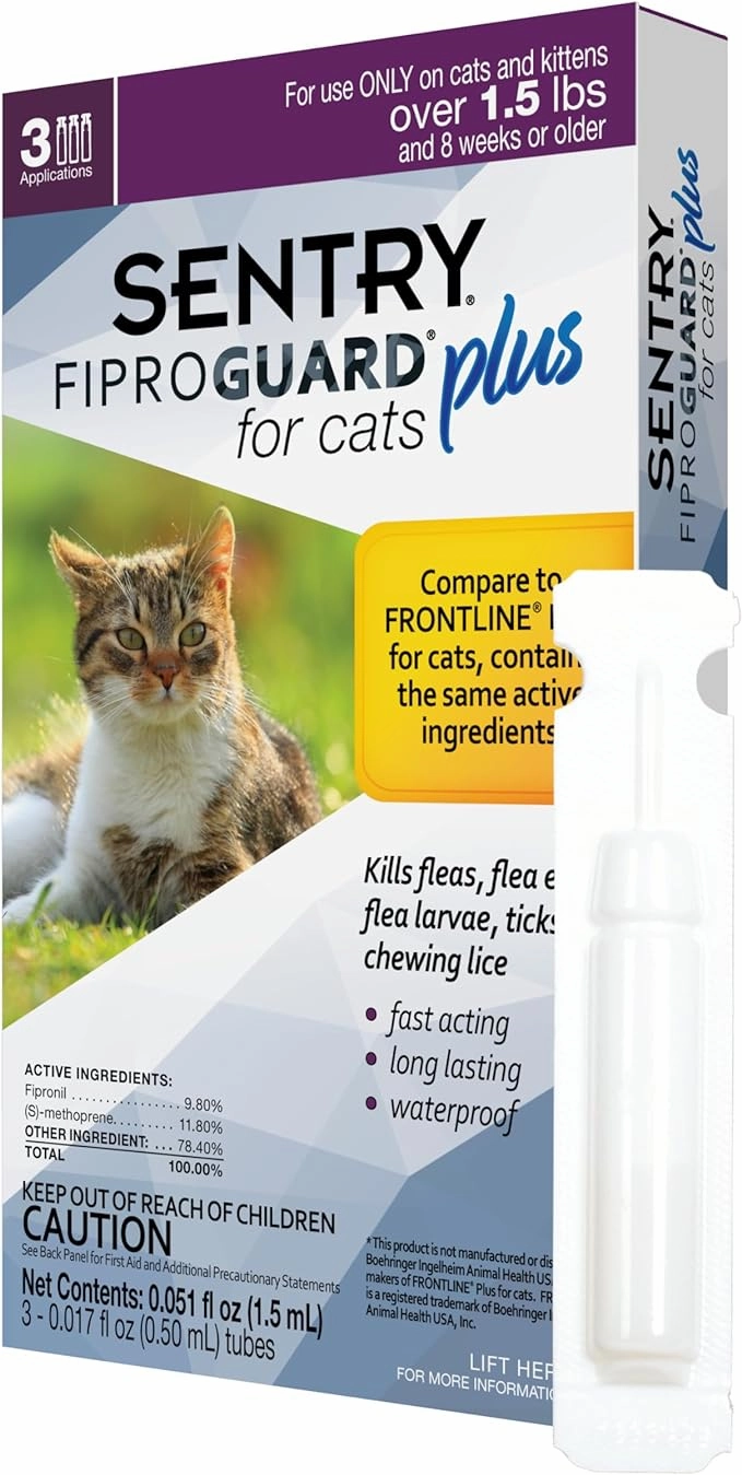 Sentry Fiproguard Plus for Cats cat grooming cat shampoo cat conditioner cat comb cat grooming glove