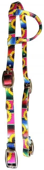 Showman Nylon One Ear Patterned Horse Headstall w/ Nickel Plated Buckles