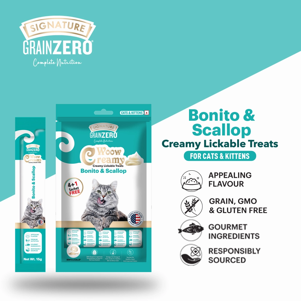 Signature Grain Zero Bonito and Scallop Lickable Creamy Treats for Cats