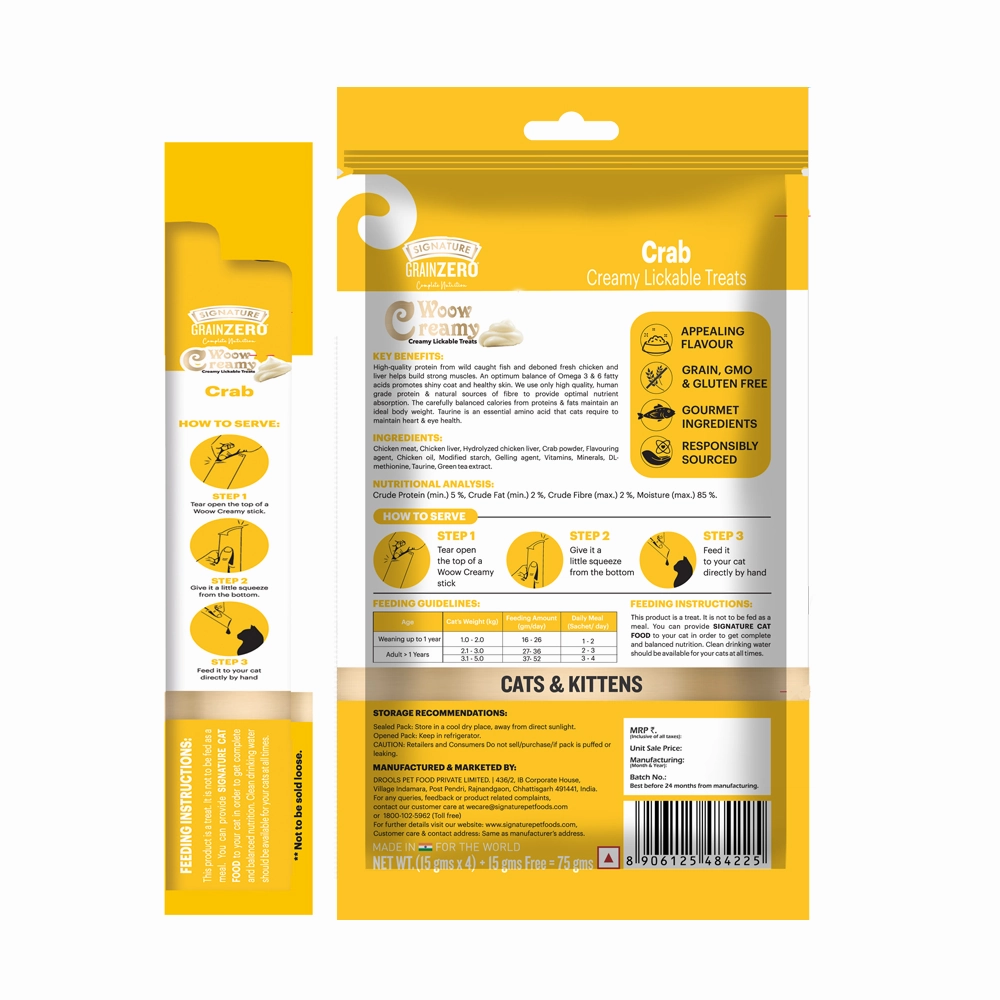Signature Grain Zero Crab and Chicken & Liver Lickable Creamy Cat Treats Combo