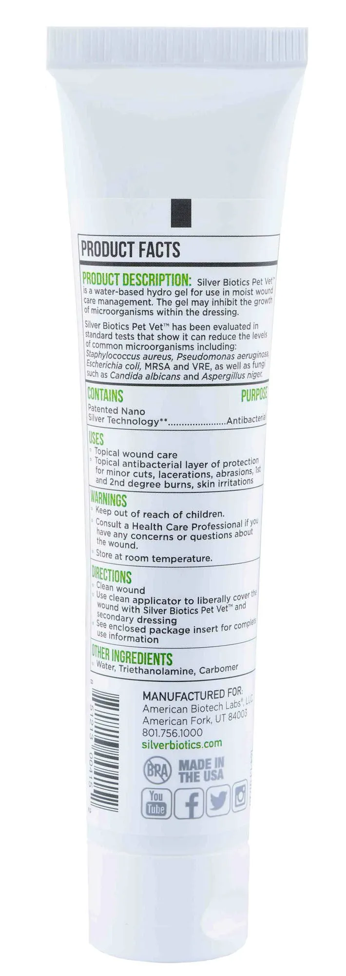 Silver Biotics Pet Vet Antibacterial First Aid Gel