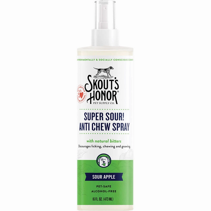 Skout's Honor Super Sour! Anti Chew Spray 16oz Bottle dog pain relief hip joint supplement senior dog care pet arthritis aid dog skin supplement